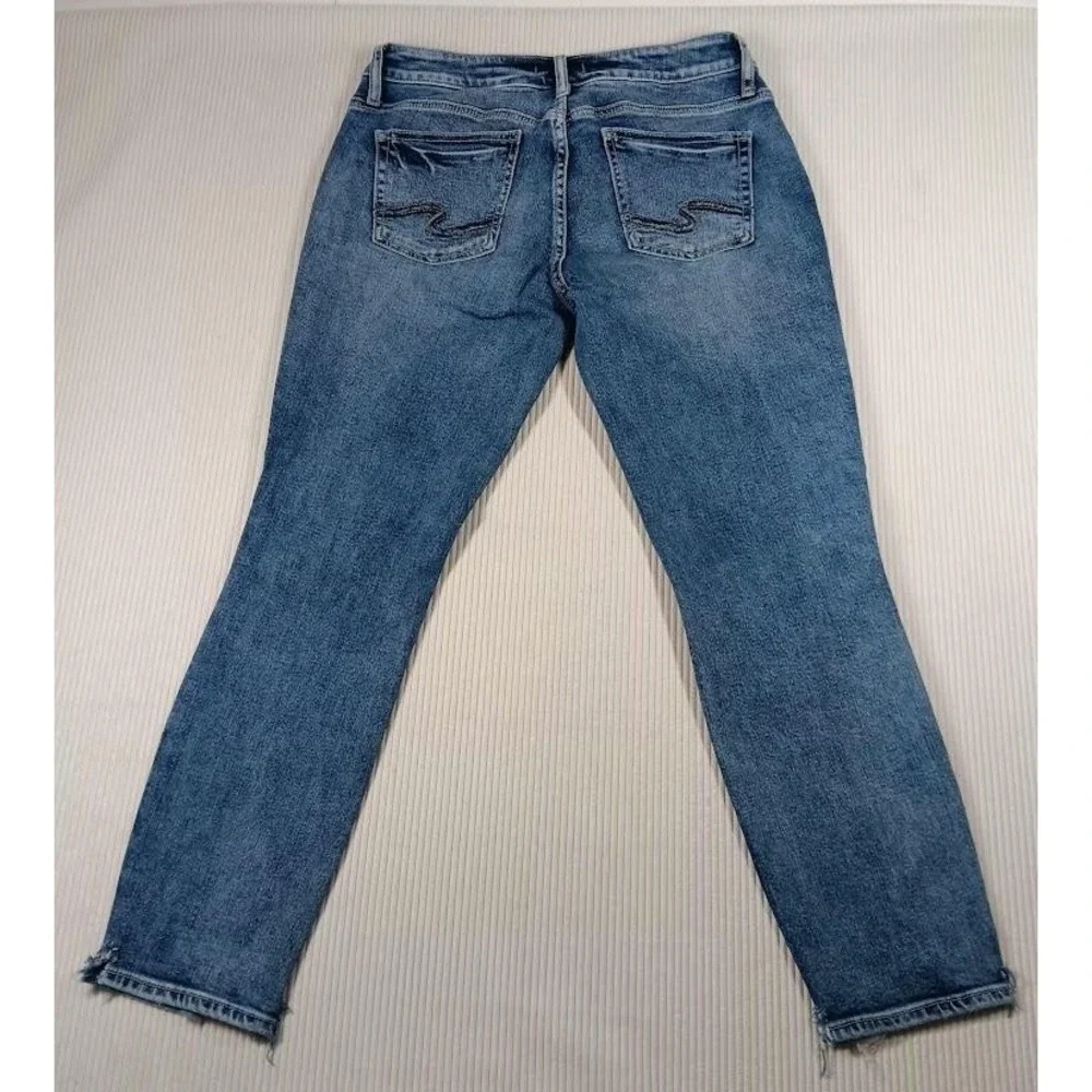 Silver Jeans Co‎ Jeans Womens W28/L29 Blue Boyfriend Distressed Stretch Denim